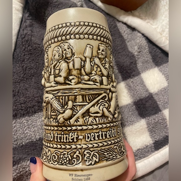 German Beer Mug with Tavern Scene, Bliesmengen-Bolchen Germany, .05 Liter Mug - Picture 4 of 6